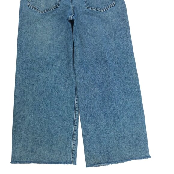 Banana Republic Crop Denim Womens Size 30 Mid Rise Wide Leg Raw Hem Jeans - Picture 12 of 15